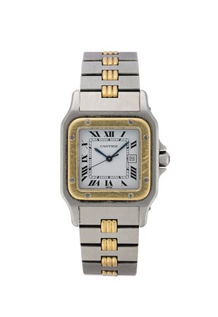 CARTIER Orologio da polso da donna in acciaio e oro 18K Anni '90 Quadrante,...