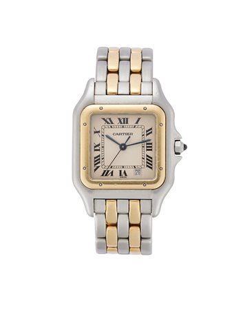 CARTIER Orologio da polso da donna in acciaio e oro 18K Anni '90 Quadrante,...