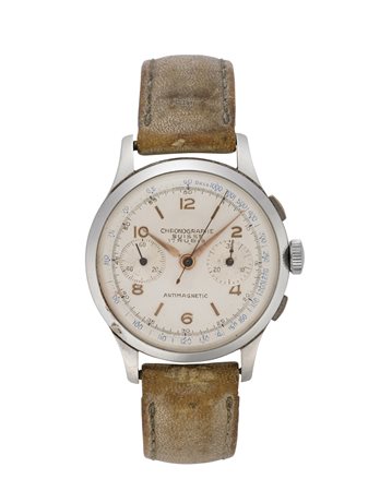 CHRONOGRAPHE SUISSE Orologio da polso da uomo in acciaio Anni '50 Movimento...