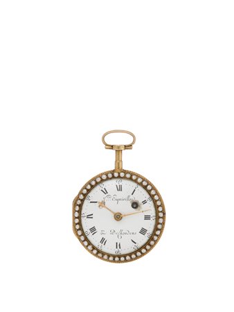 ESQUIVILLON & DE CHOUDENS Orologio da tasca in oro 18K con miniatura e...