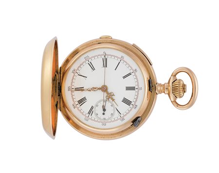 DUBOIS & CIE GENEVE, CRONOGRAFO Orologio da tasca da uomo in oro 18K,...