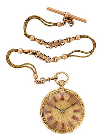 VIENER & CO Orologio da tasca da uomo in oro 18K e smalti, con catena Epoca...