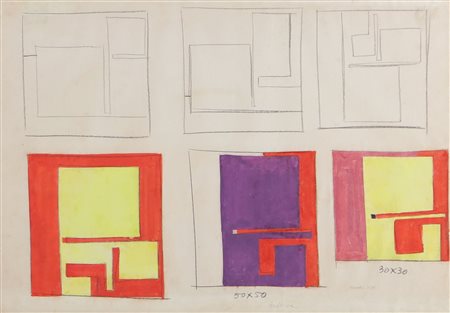 MUNARI BRUNO (1907 - 1998) Senza titolo. 1950. Tecnica mista su carta. Cm...