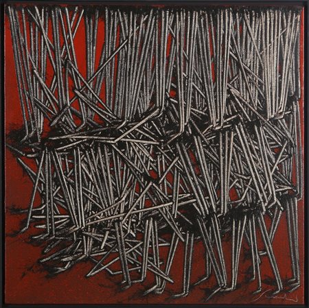 SCANAVINO EMILIO (1922 - 1986) Tramatura. . 1973. Olio su tela tamburata. Cm...