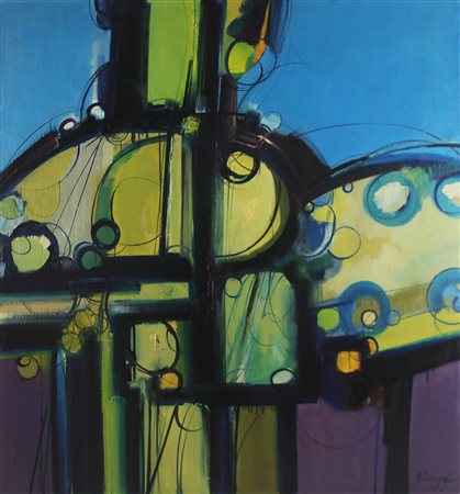 PRICA ZLATKO (1916 - 2003) Albero con frutti. . 1966. Olio su tela . Cm...