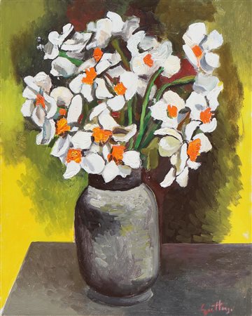 GUTTUSO RENATO (1912 - 1987) Natura morta di fiori. 1981. Olio su tela . Cm...