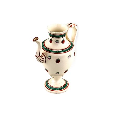 Caffettiera in maiolica con decoro di frutta altezza cm 20 " Del Vecchio" XIX...