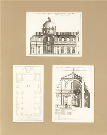 Tre acqueforti in carta bargellata, Chiesa del Gesù', Insignium Romae...