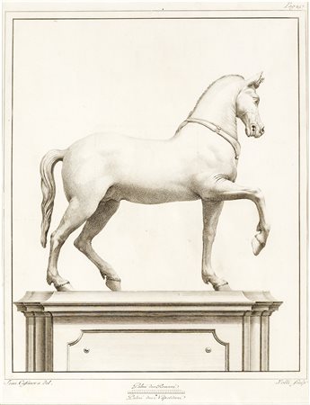 Lotto di due acqueforti, raffiguranti Cavalli, incisore Carlo Nolli,...