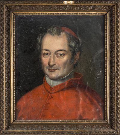 Ritratto di Cardinale, olio su tela applicata su cartone, inizi del XIX...