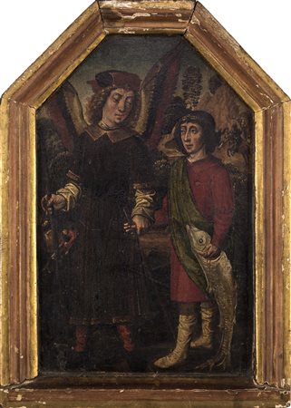 Tobia e l'angelo, olio su tavola, cm 35x25