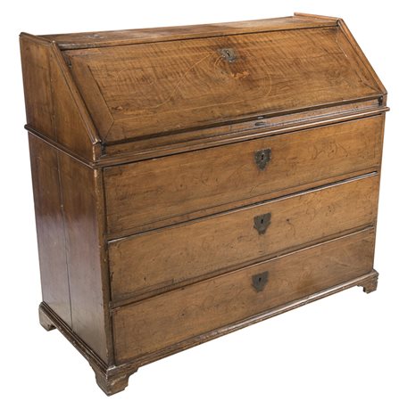 Ribalta in legno di noce filetto ornato in legno di ciliegio, scarabattolo a...