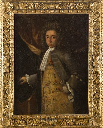 Coppia di dipinti raffiguranti Gentildonna con lettera e Giovane ragazzo in...