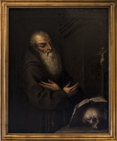 Sant'Antonio Abate in preghiera, olio su tela, cm 114x91