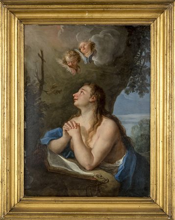 Maddalena penitente con cherubini, olio su rame iscritto sul retro Paulus...