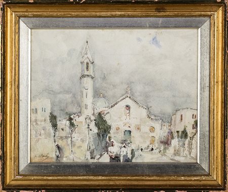 La Processione acquarello su carta cm 27x33 firmato in basso a sinistra...