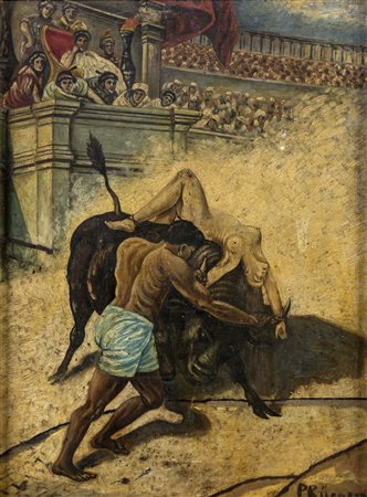 Tauromachia, olio su rame cm 40x30