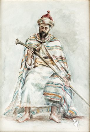Figura Araba con archibugio, acquarello su carta cm 36x26