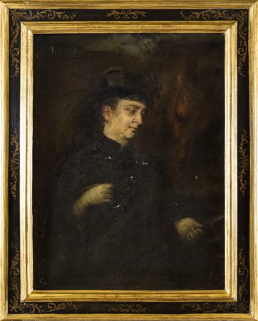 Ritratto della Regina Vittoria in tenuta da amazzone con il suo cavallo, olio...