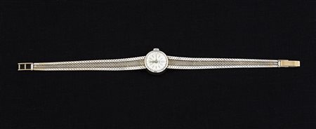 Orologio Monvis in oro bianco con bracciale in tessuto g 23,30 Funzionante.