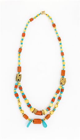 Collana coralli, avorio e turchese