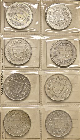 SVIZZERA. Lotto di 61 monete da 5 franchi (dal 1931 al 1967), di 36 monete da...