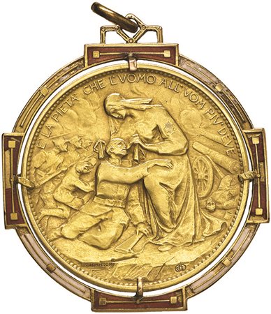 MEDAGLIE. Croce Rossa Italiana. Medaglia 1915 (IV emissione) in oro e smalti,...