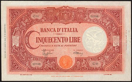 BANCONOTE. Banca d'Italia 500 lire 17/08/1944; 100 lire 15/03/1943; 50 lire...