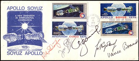 [STATI UNITI/RUSSIA] 1975 (15 lug.) Apollo-Soyuz, busta affrancata con 4...