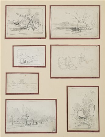 Carlo Follini (Domodossola 1848 - Pegli 1939) Sette schizzi raffiguranti...