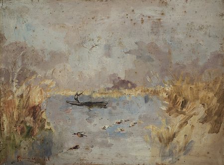 Pompeo Mariani (Monza 1857 - Bordighera 1927) "Zelata" 1895 olio su tavoletta...