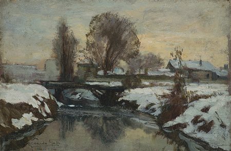 Riccardo Galli (Milano 1869 - Barzio 1944) "Campagna milanese presso San...