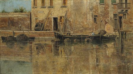 ( 0 - 0) Maestro veneto del XIX Secolo "Giudecca" olio su tela (cm 26.5x46)...
