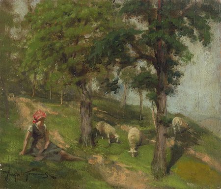 Angiolo Tommasi (Livorno 1858 - Torre del Lago Puccini 1923) "Il riposo della...