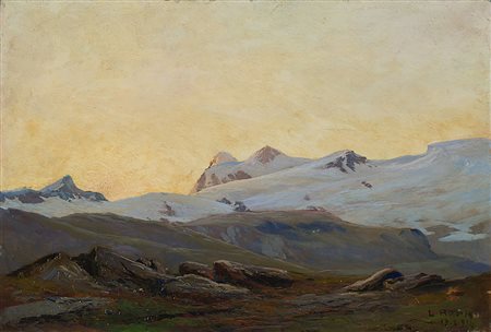 Leonardo Roda (Racconigi 1868 - Torino 1933) "Alba al Passo del Teudolo"...