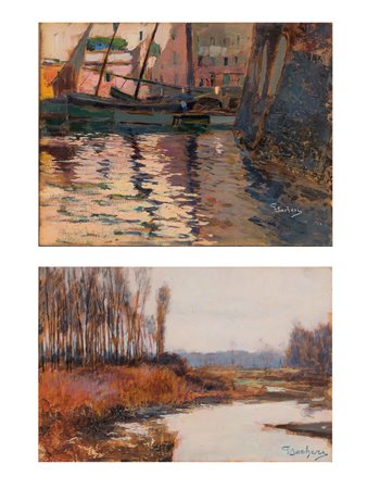 Giuseppe Sacheri (Genova 1863 - Pianfei 1950) "Mattino d'inverno a Frassineto...