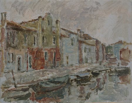 Mario Vellani Marchi (Modena 1895 - Milano 1979) "Burano" olio su cartone (cm...