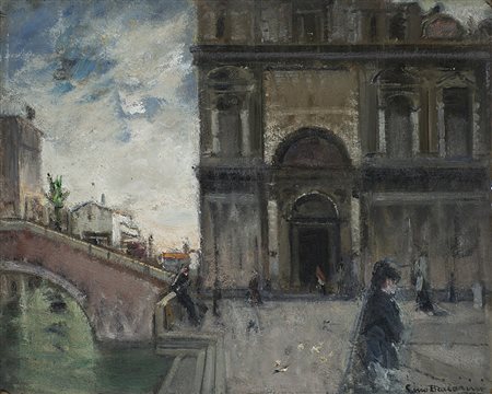 Lino Baccarini (Gonzaga 1893 - Milano 1973) "Venezia. Scorcio con ponte sul...