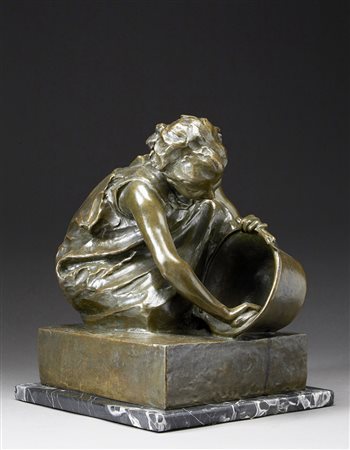 Alessandro Laforet (Milano 1863 - 1937) "Un'umile mansione" scultura in...