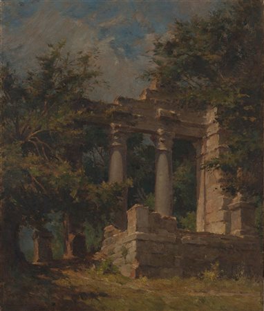 Giannino Grossi (Milano 1889 - 1969) "Villa Borghese. Roma" 1924 olio su tela...