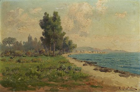 Mario Mirabella (Palermo 1870 - 1931) "Litorale" olio su tela (cm 31.5x47.5)...