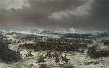 Charles De Luna ( 0 - 0) "Scena di battaglia" olio su tela (cm 76x120)...