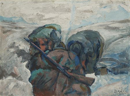 Anselmo Bucci (Fossombrone 1887 - Monza 1955) "Lo scaldarancio" '17 olio su...