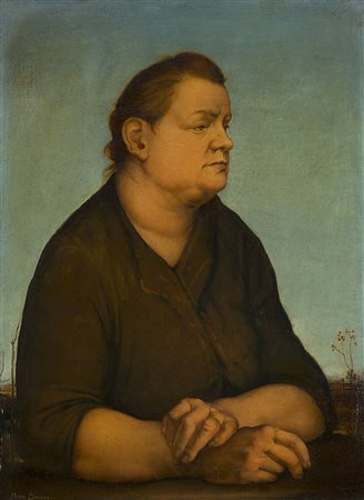 Mario Donizetti (Bergamo 1932 - 0) "La contadina" 1959 olio su masonite (cm...