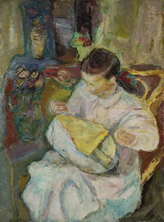 Mario Vellani Marchi (Modena 1895 - Milano 1979) "Merlettaia col giubbetto...