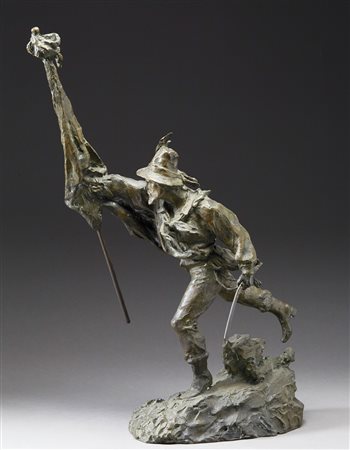 Odoardo Tabacchi (Valganna 1831 - Milano 1905) "L'alpino" scultura in bronzo...