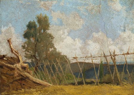 Raffaello Sernesi (Firenze 1838 - Bolzano 1866) "Lo Stecconato" olio su...