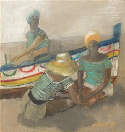 FABRIZIO BERTI Bagnanti, 2015 tecnica mista su tavola cm 100 x 98 firma in...