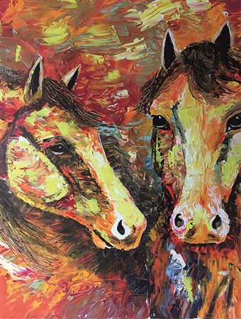 NICOLA PICA I mille volti del colore (Cavalli), 2015 acrilico su tela cm 100...