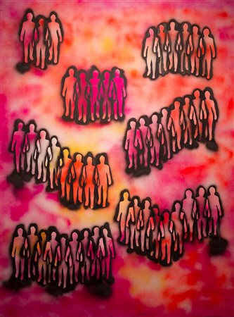 CLAUDIO ASCENZI Friends forever, 2014 tecnica mista su tela cm 140 x 106...